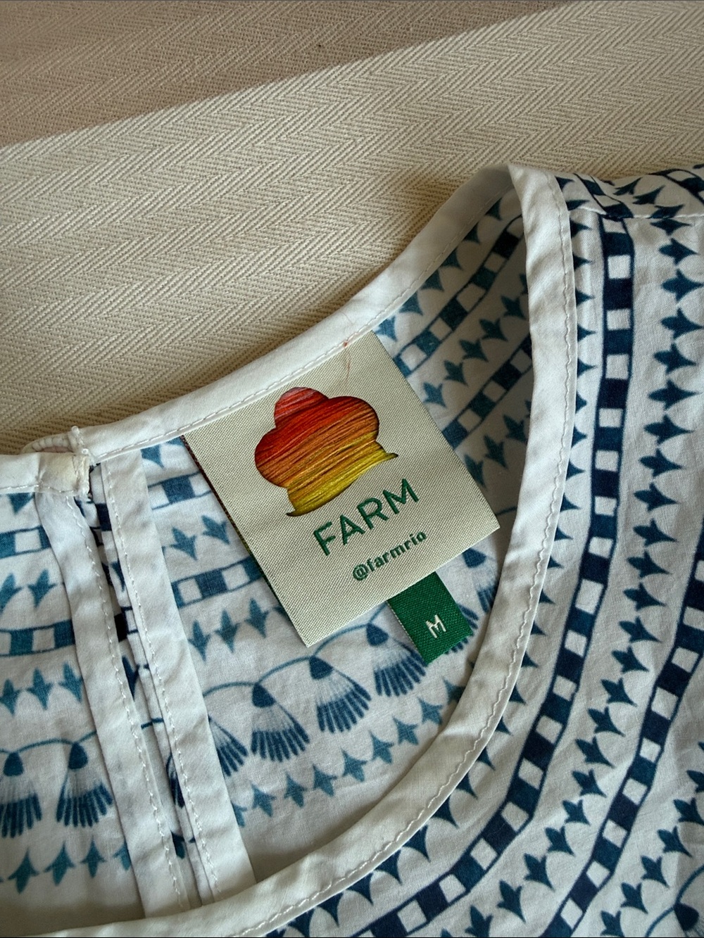 FARM Rio White Midi Dress with Navy Scenic Print - Picture 3 of 8